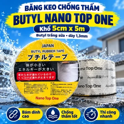 Băng keo chống thấm Butyl Nano Top One 5cm x 5m
