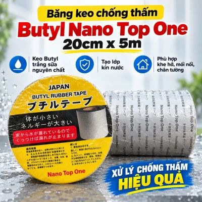 Băng keo chống thấm Butyl Nano Top One 20cm x 5m